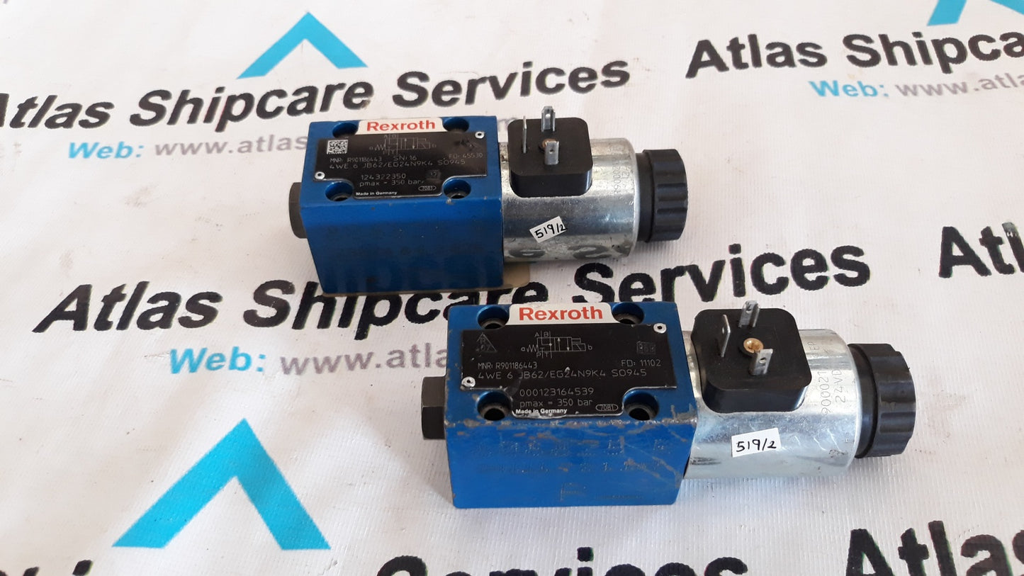 REXROTH HYDRAULICS 4WE 6JB62/EG24N9K4 S0945 SOLENOID OPERATED DIRECTIONAL VALVE