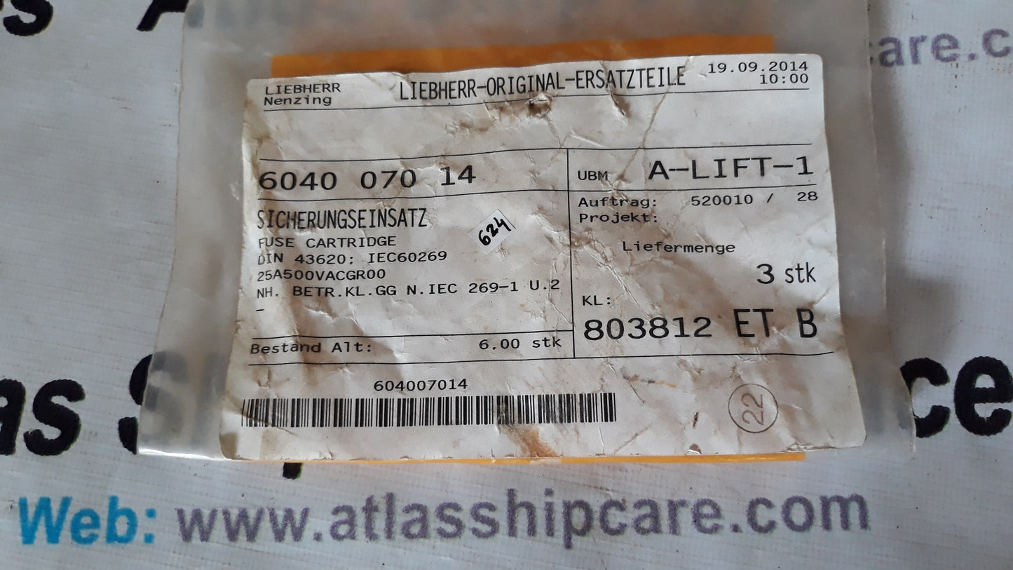 LIEBHERR FUSE CARTRIDGE 604007014