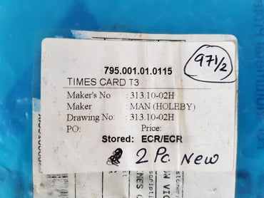 MAN HOLEBY TIMES CARD T3