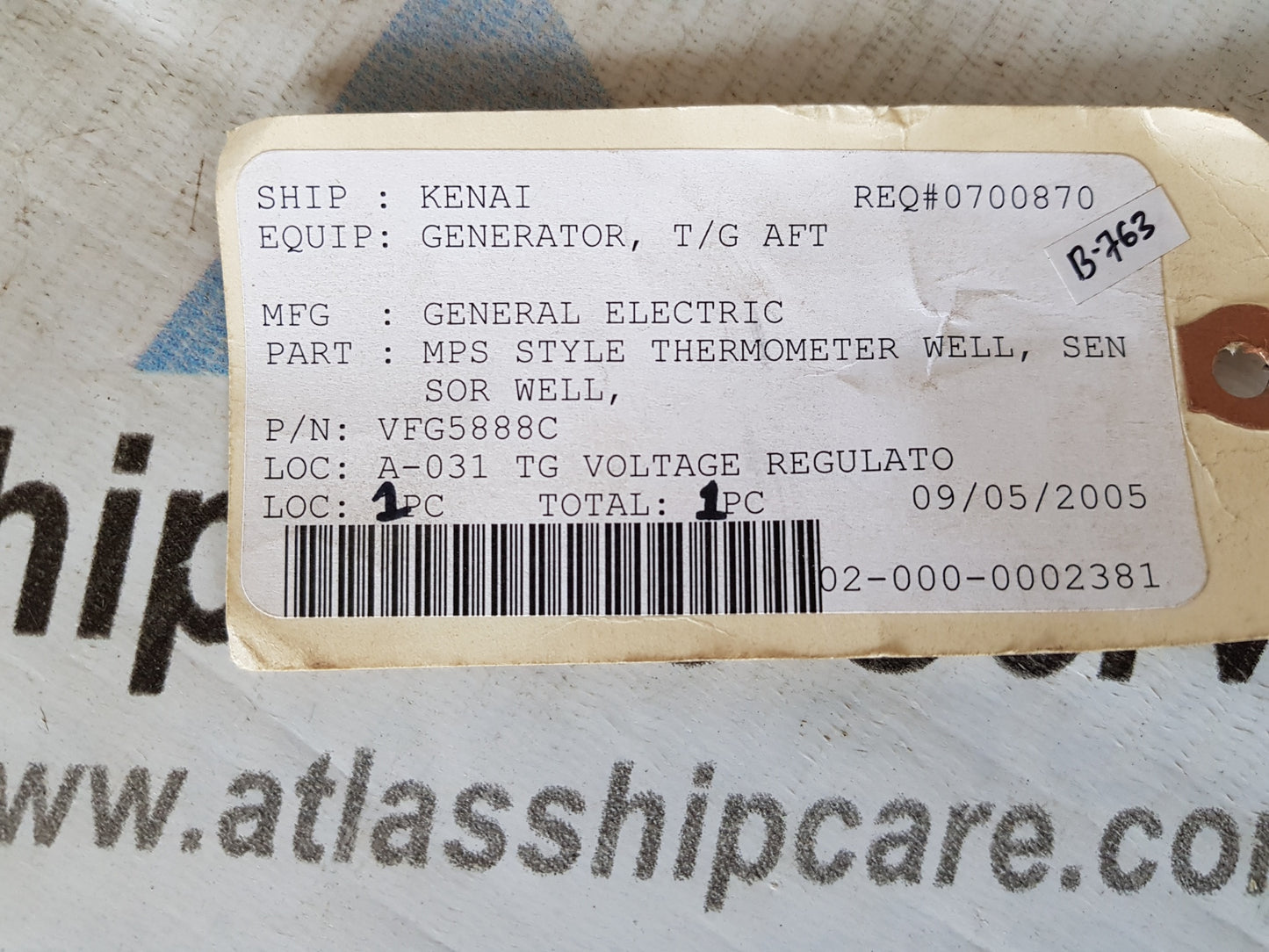 GENERAL ELECTRIC MPS STYLE THERMOMETER P/N VFG5888C