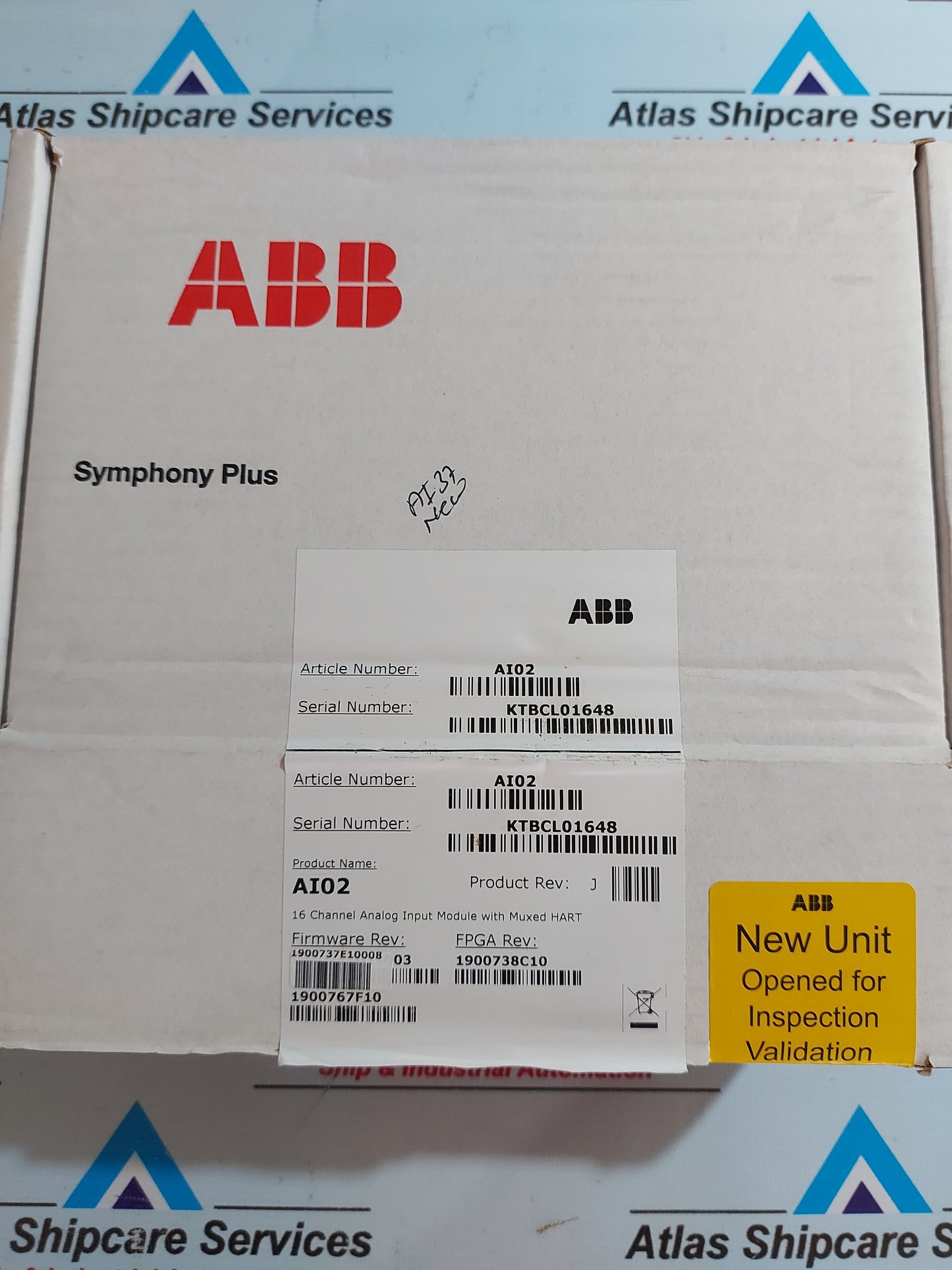 ABB AI02 16 CHANNEL ANALOG INPUT MODULE WITH MUXED HART
