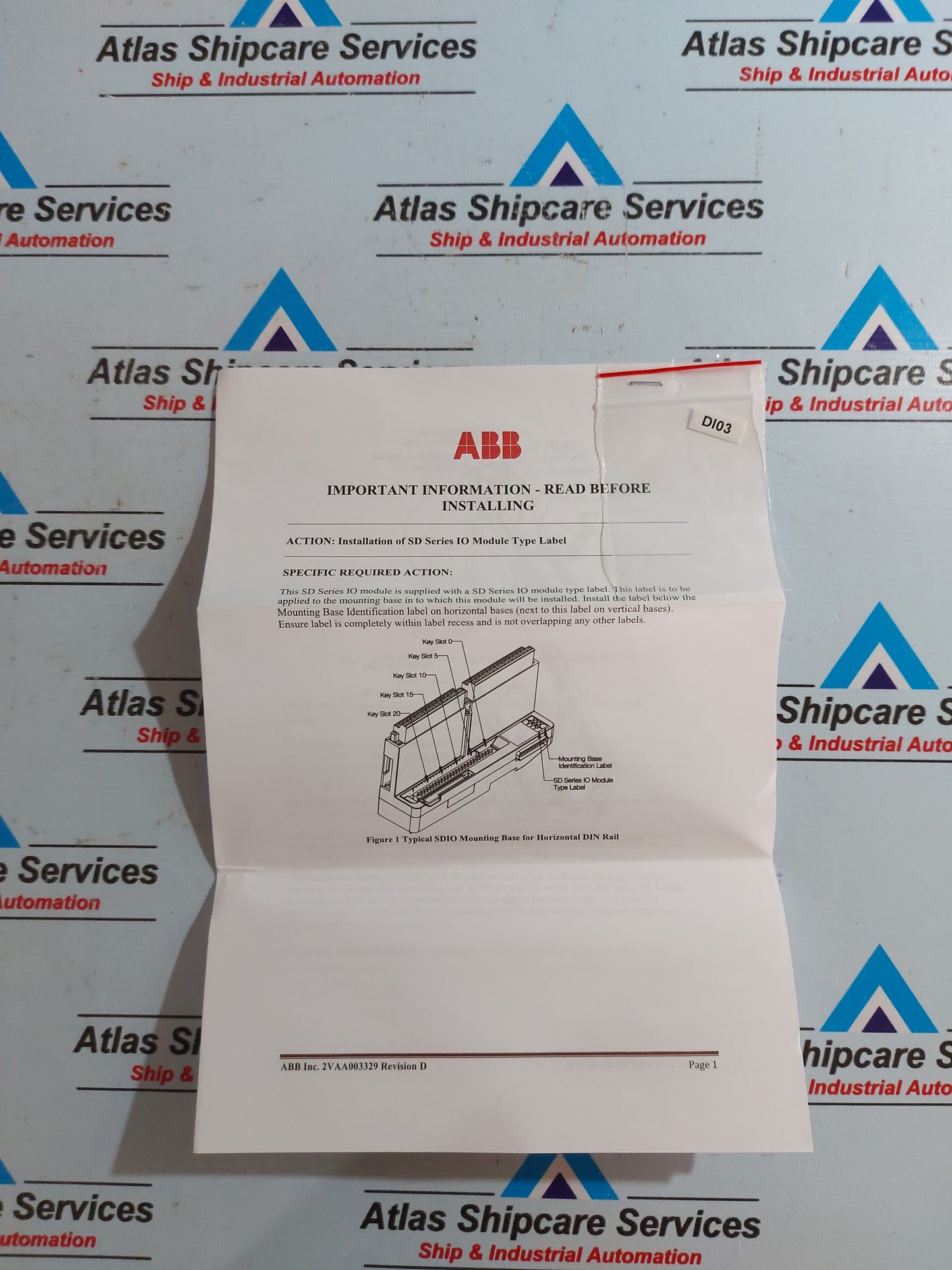 ABB DI03 16 CHANNEL 24 VDC DIGITAL INPUT MODULE