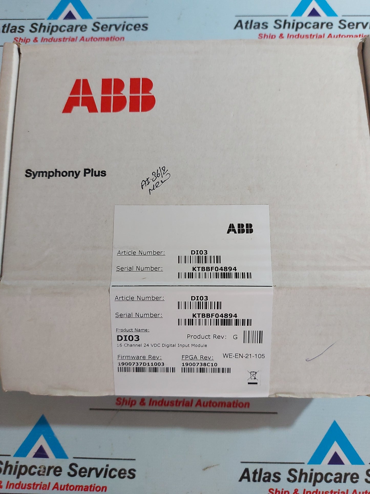 ABB DI03 16 CHANNEL 24 VDC DIGITAL INPUT MODULE