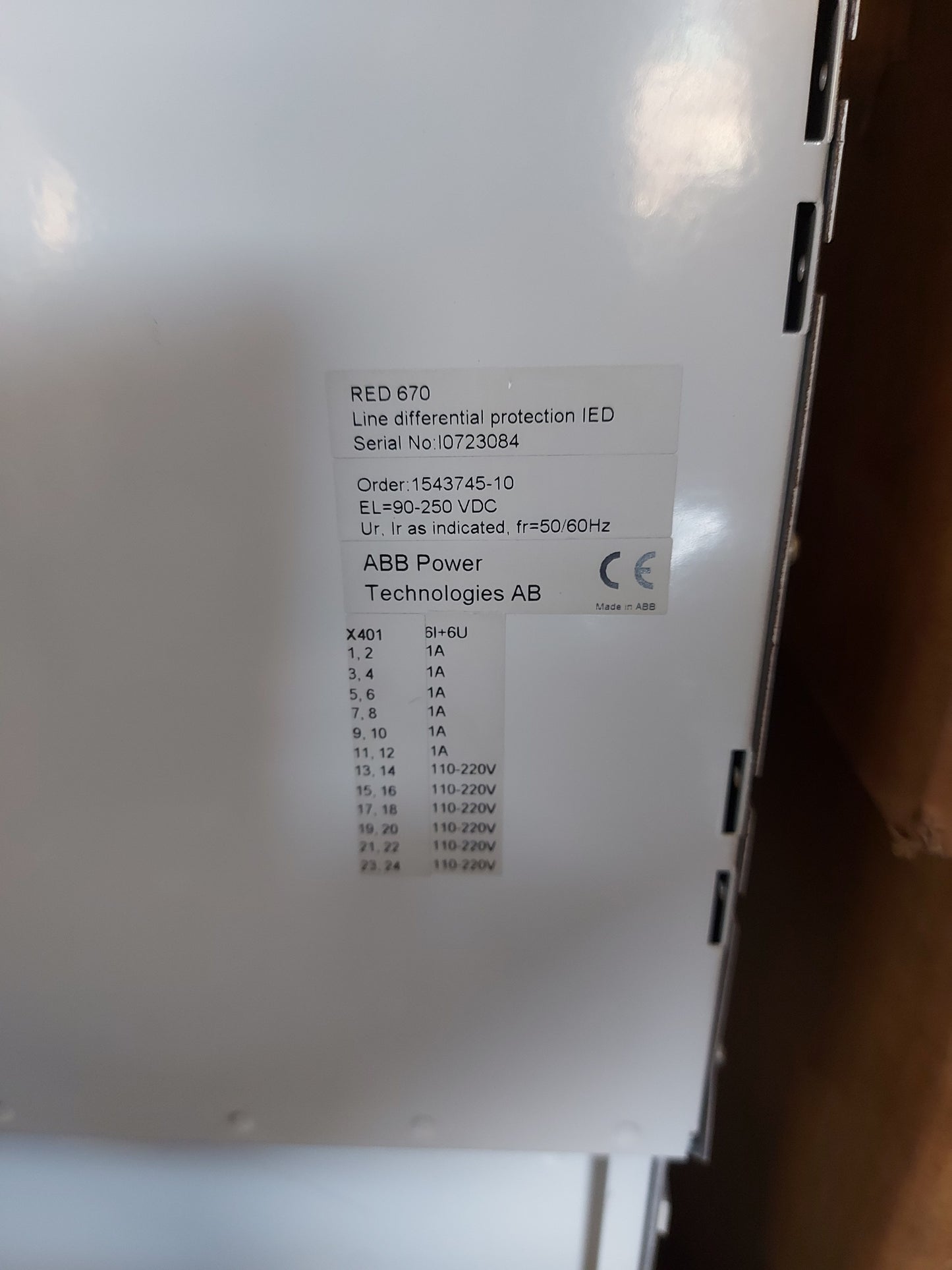 ABB RED670 LINE DIFFERENTIAL PROTECTION IED 1MRK002810-AA