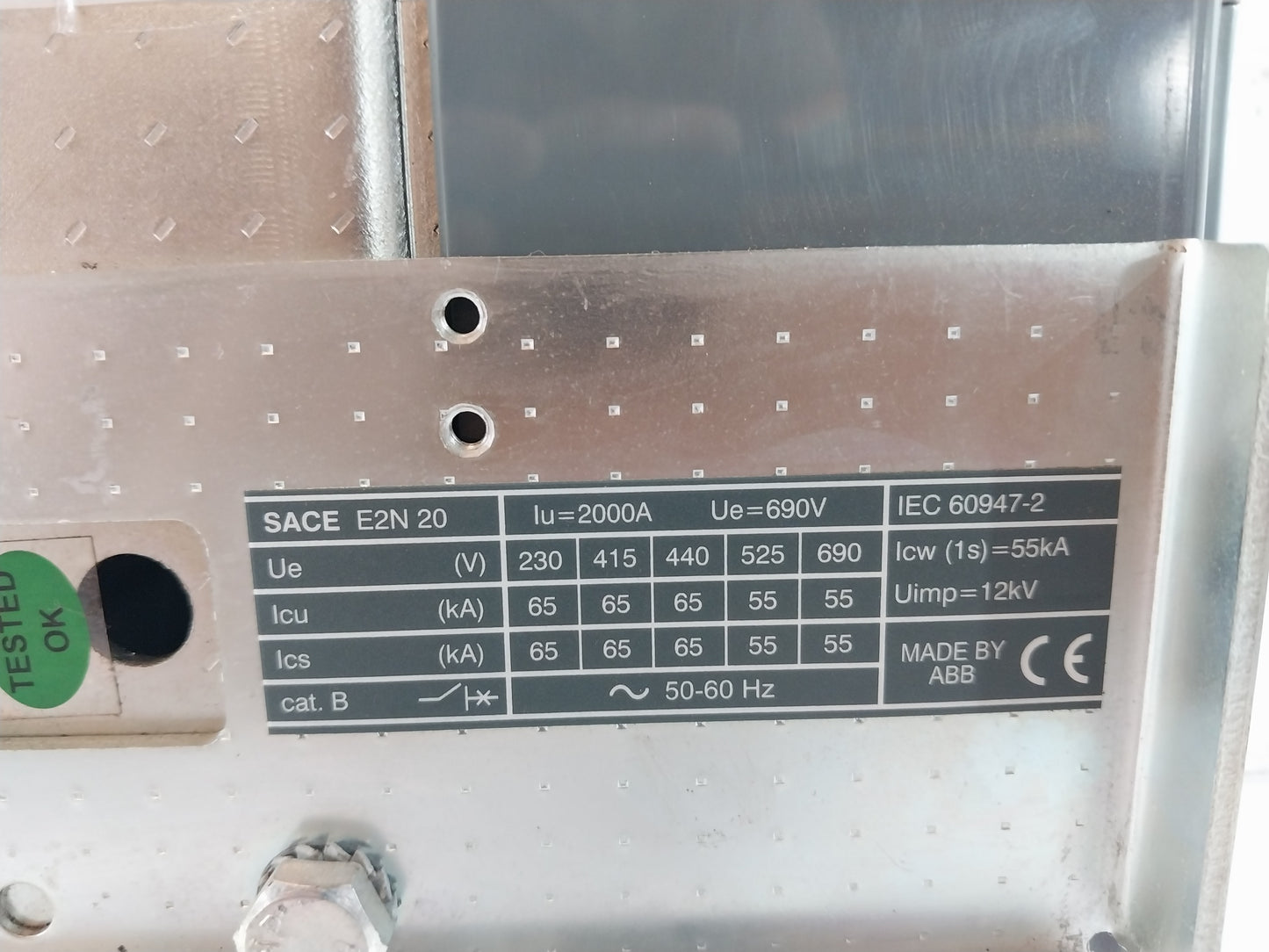 ABB SACE E2N 20 Emax CIRCUIT BREAKER 2000A SACE PR121/P