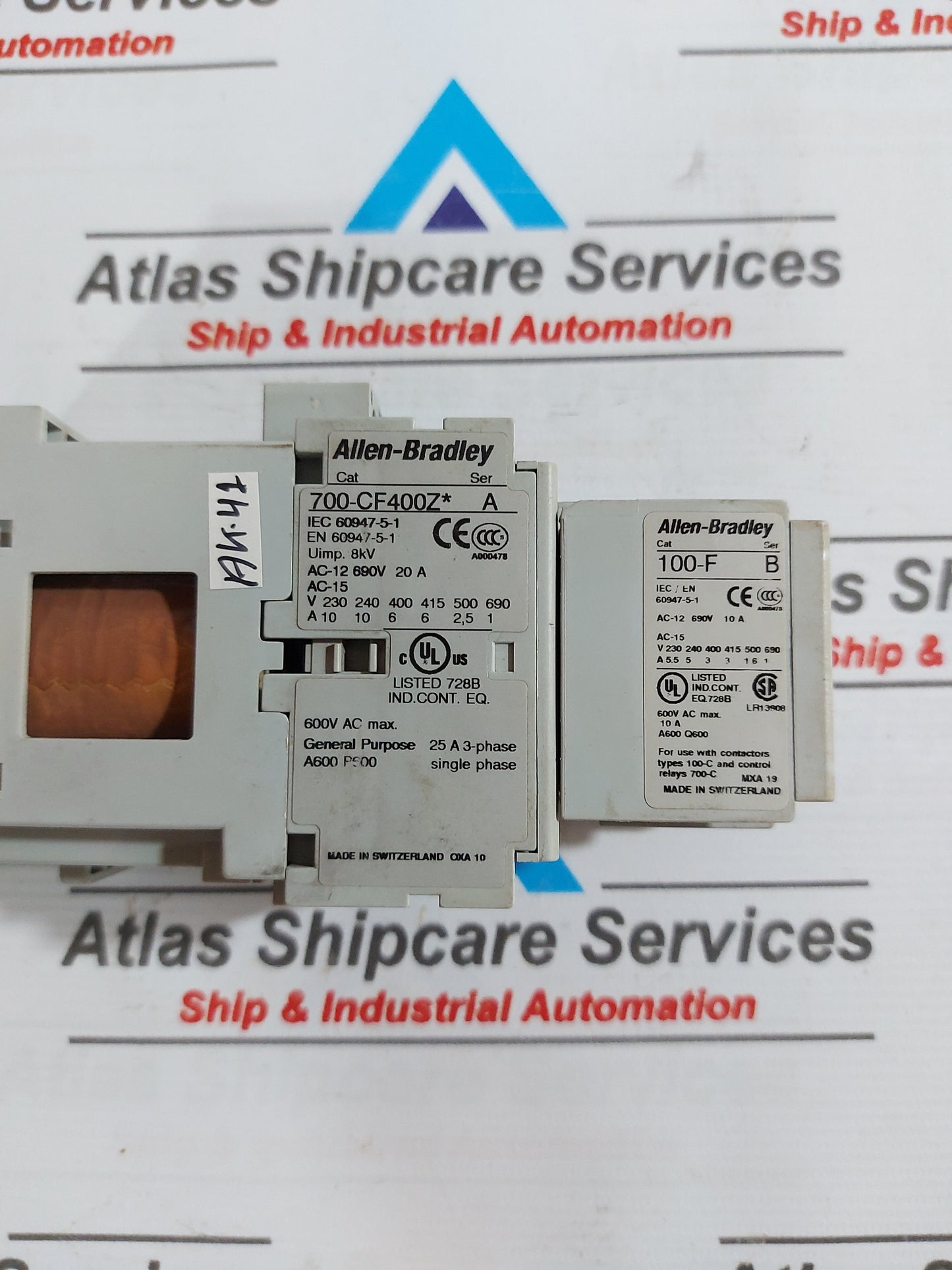 ALLEN-BRADLEY 700-CF400Z* SER.A WITH 100-F SER.B CONTROL RELAY