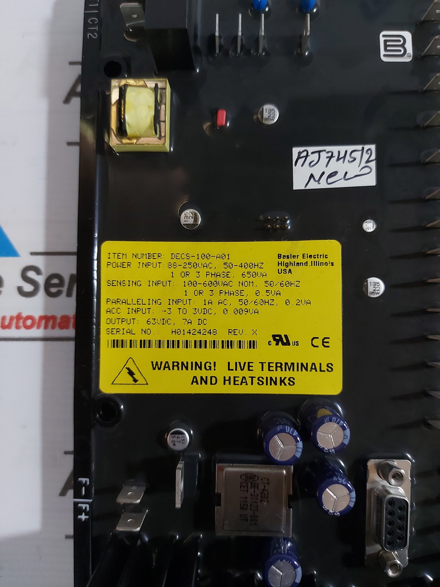 BASLER ELECTRIC DECS-100-A01 DIGITAL EXCITATION CONTROLLER 88-250VAC 50-400Hz REV.X