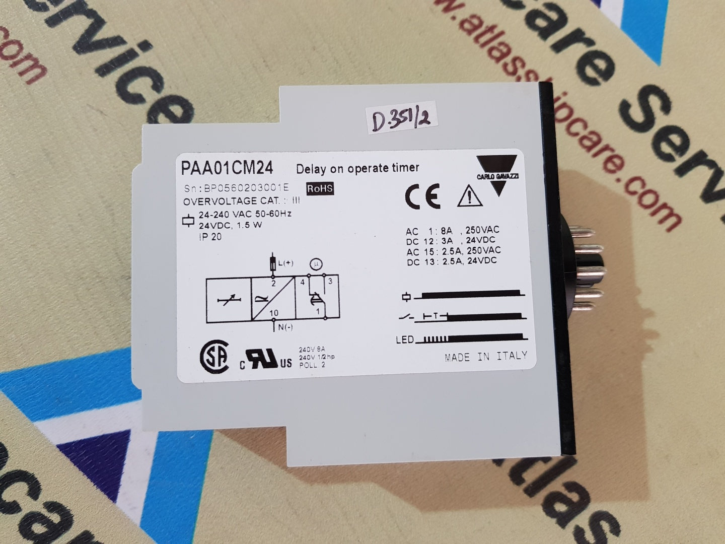 CARLO GAVAZZI PAA01CM24 DELAY ON OPERATE TIMER