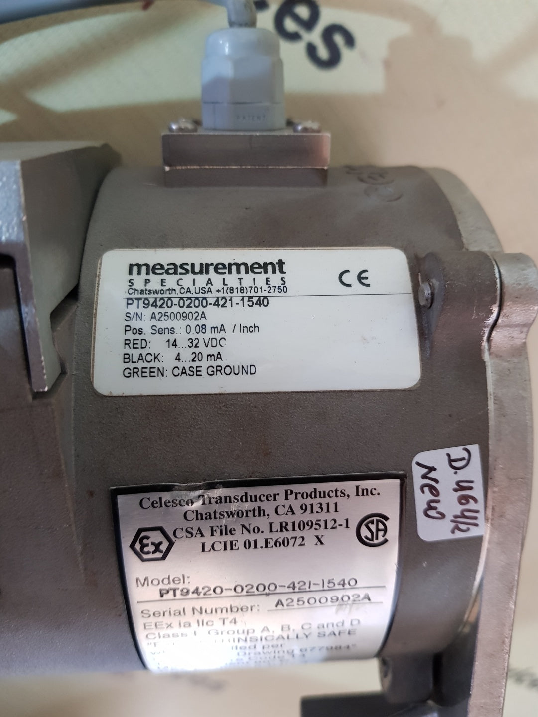 CELESCO PT9420-0200-421-1540 CABLE EXTENSION POSITION TRANSDUCER