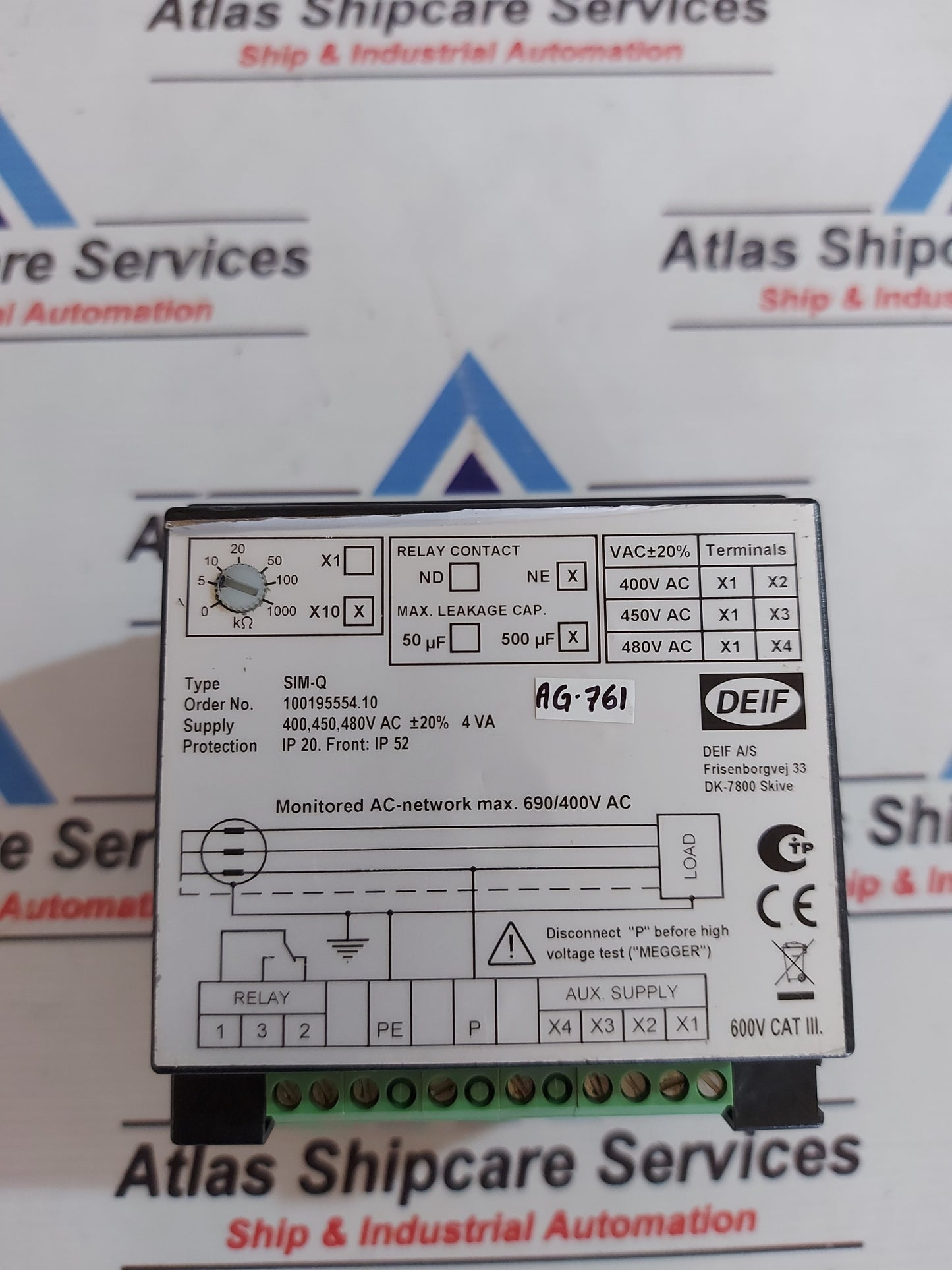 DEIF SIM-Q INSULATION MONITOR 100195554.10 AG761