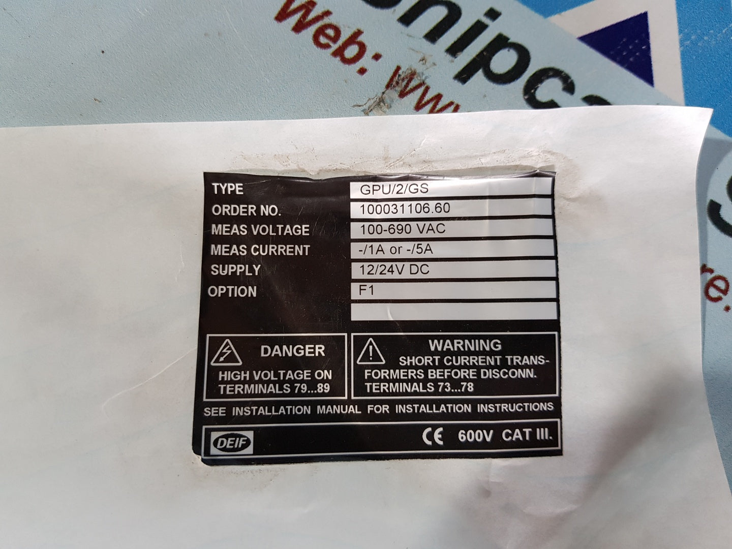 DEIF GPU/2/GS GENERATOR PROTECTION UNIT