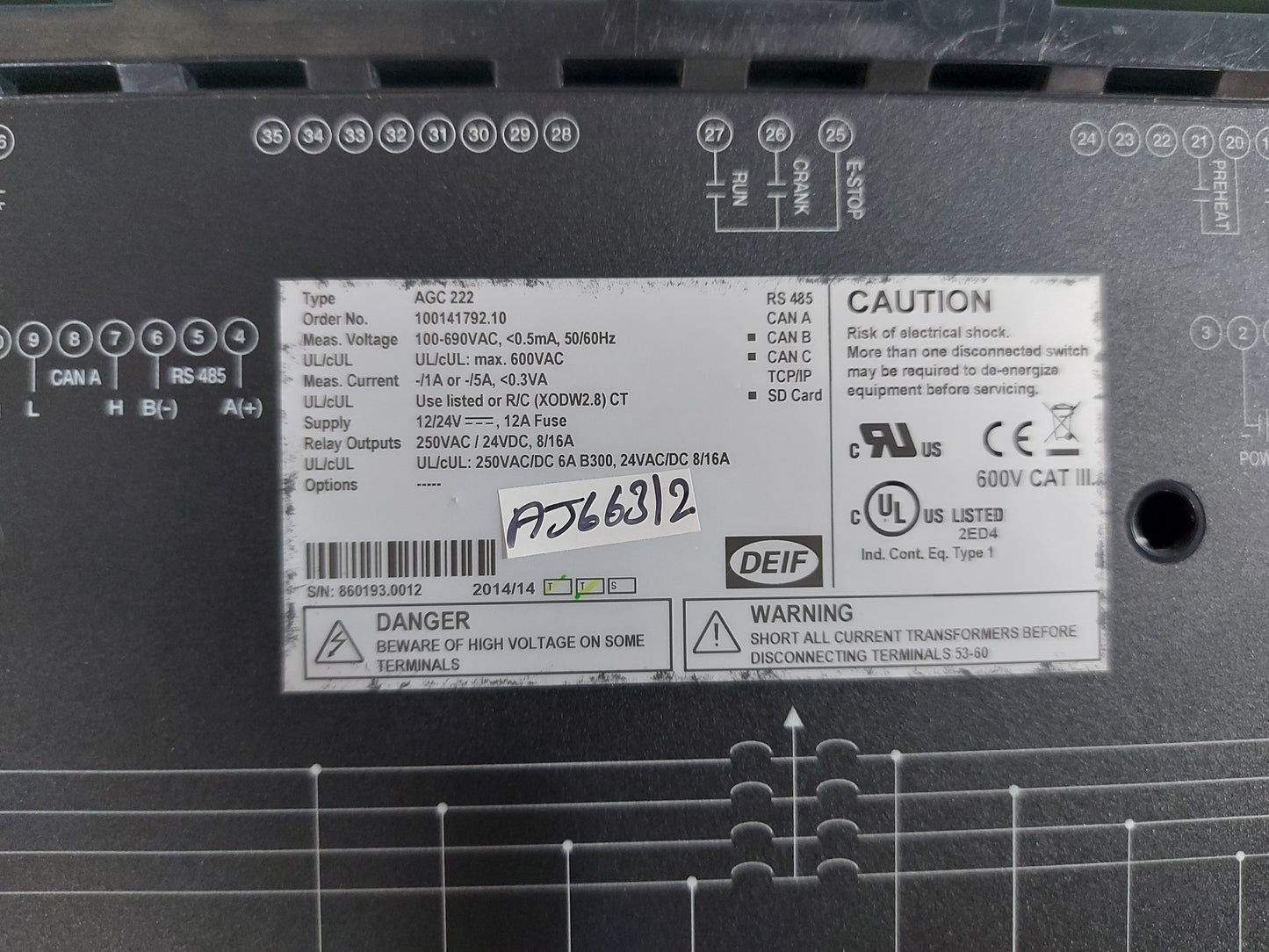 DEIF MULTI-LINE AGC 222 ADVANCED GENSET CONTROLLER 100141792.10