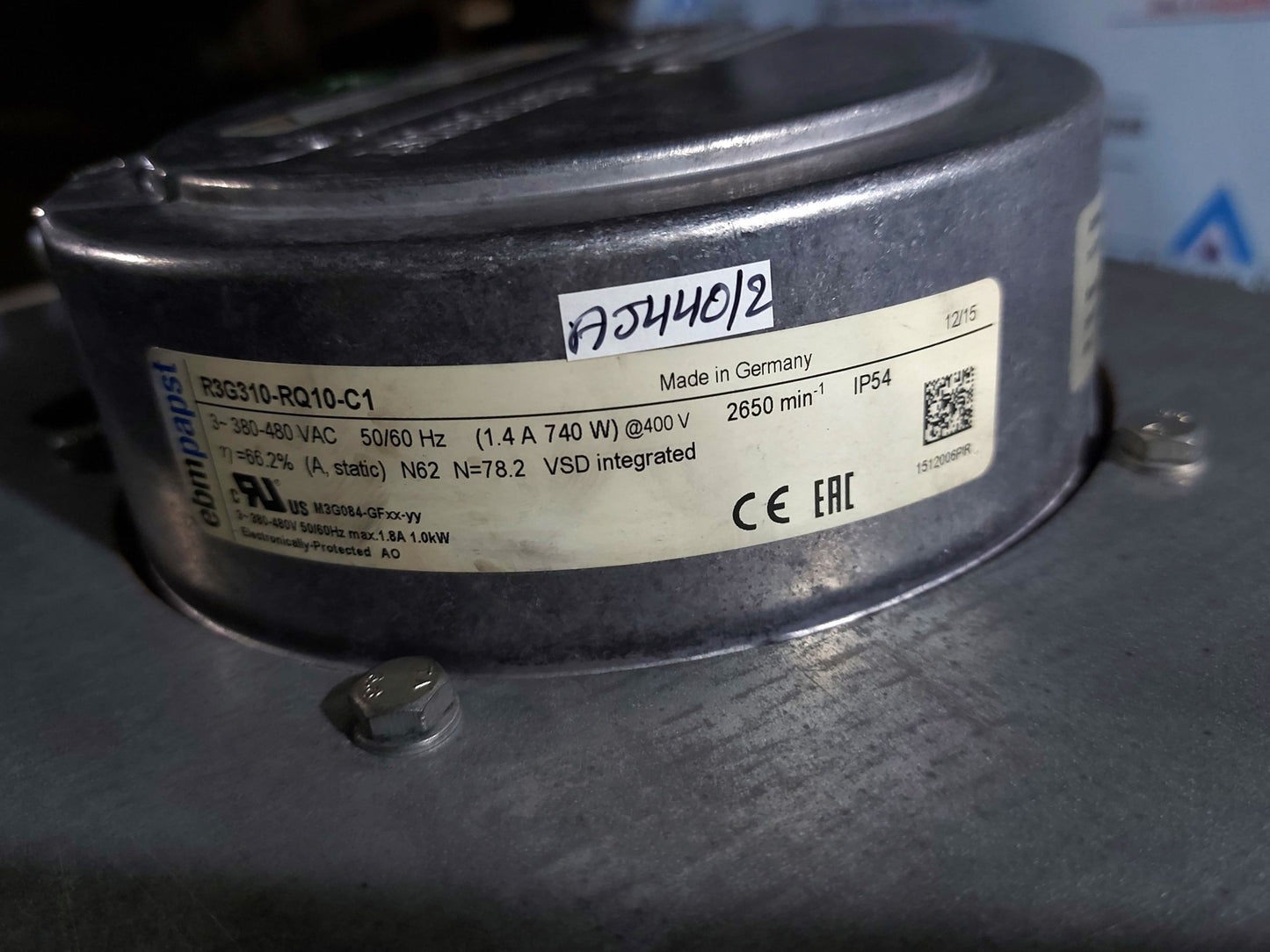 EBM PAPST R3G310-RQ10-C1 INDUCER BLOWER MOTOR 3~ 380-480VAC 50/60Hz