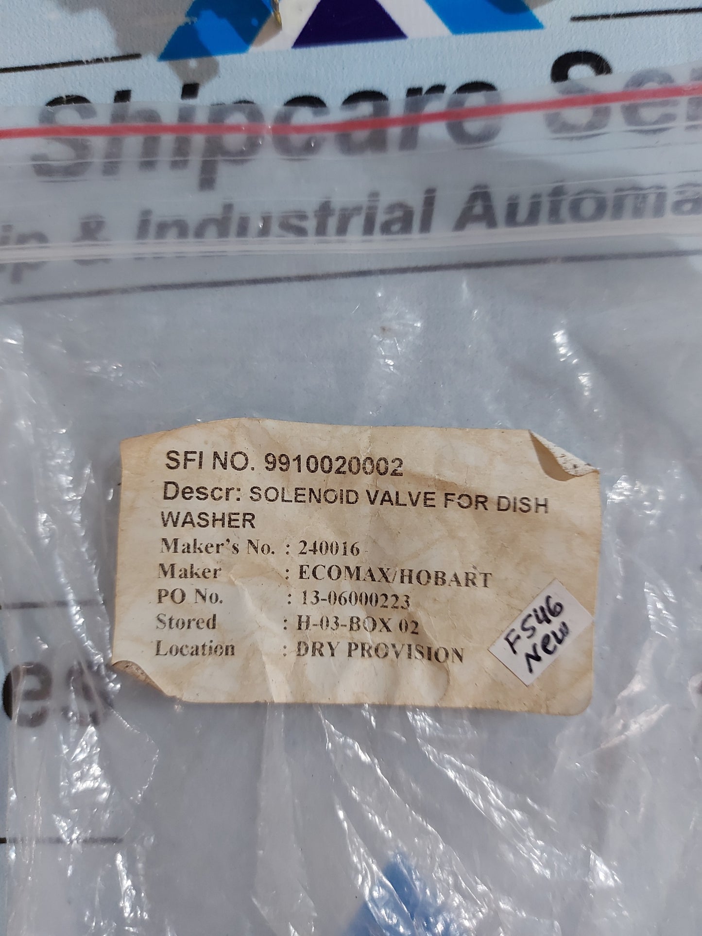 ECOMAX/HOBART 220V~50/60Hz SOLENOID VALVE FOR DISH WASHER