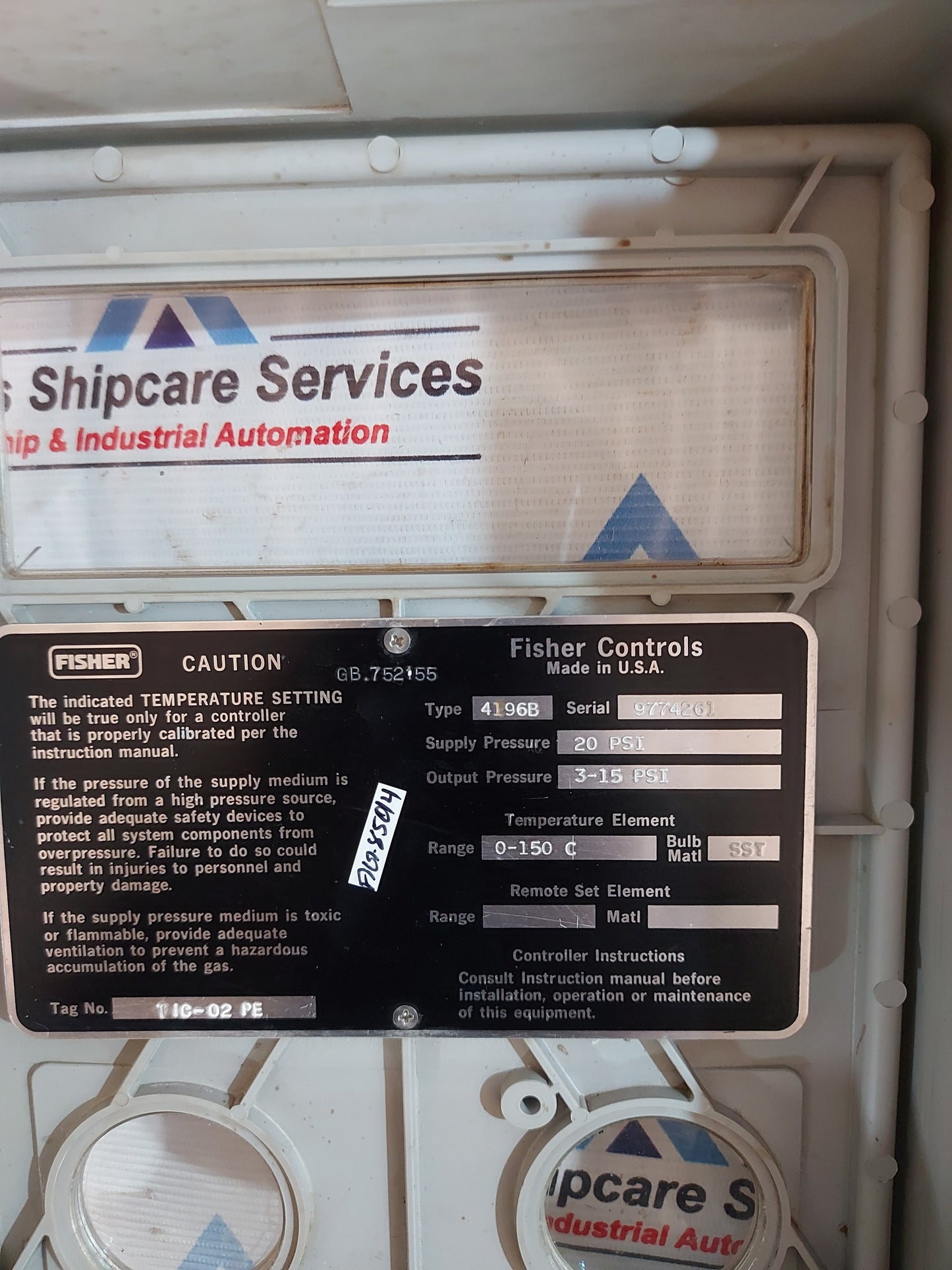 FISHER 4196B TEMPERATURE INDICATING CONTROLLER
