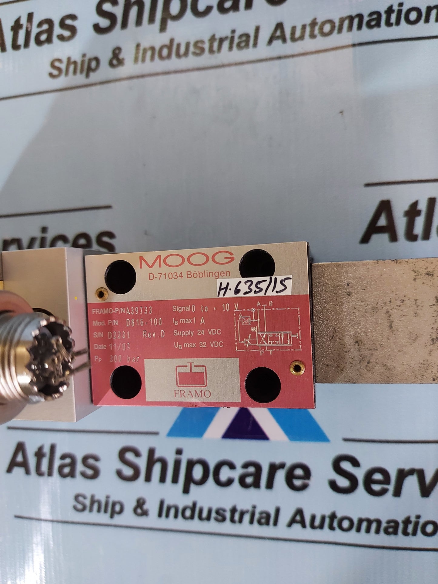 FRAMO SOLENOID VALVE HYDRAULIC SERVO MOOG D816-100 H635