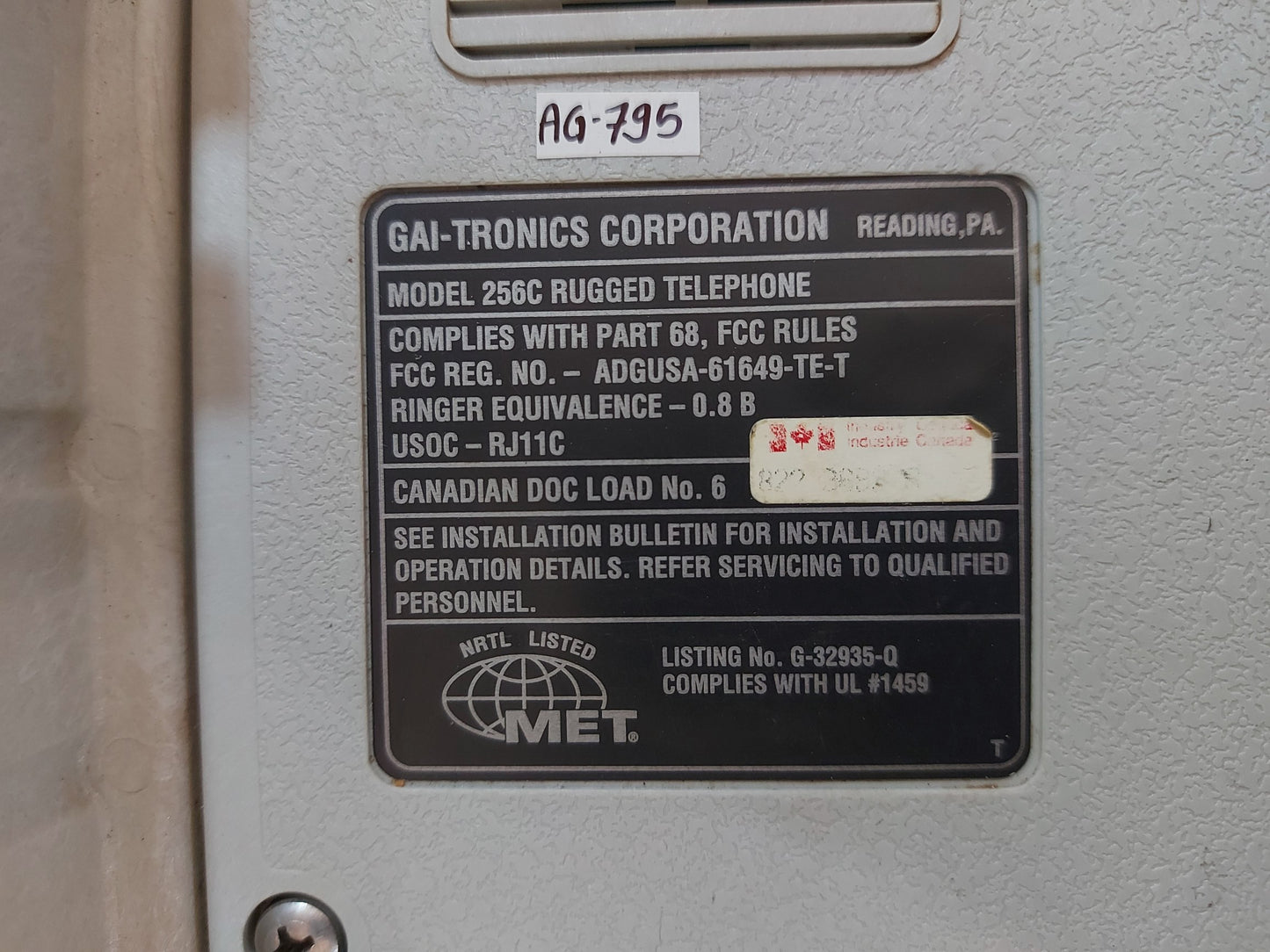 GAI-TRONICS 256C RUGGED TELEPHONE