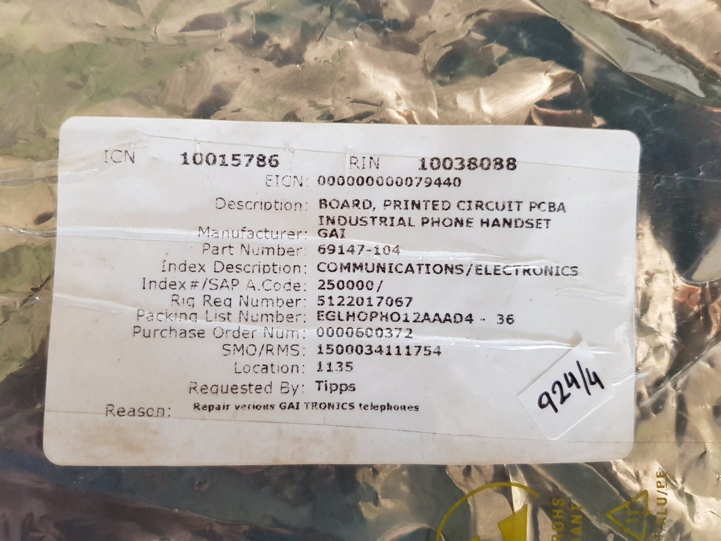 GAI 69147-104 PRINTED PCB BOARD
