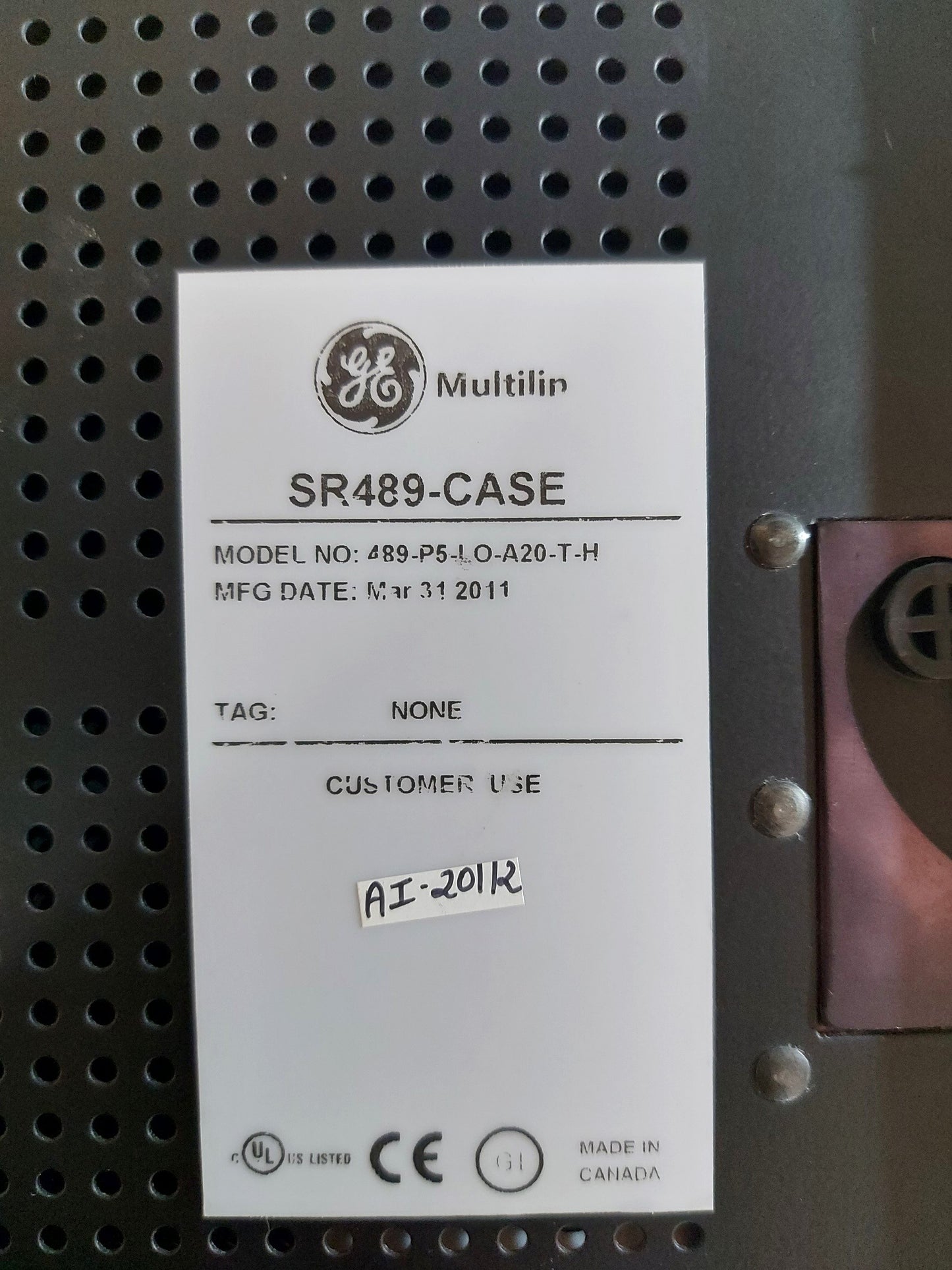 GE MULTILIN 489 GENERATOR MANAGEMENT RELAY 489-P5-LO-A20-T-H