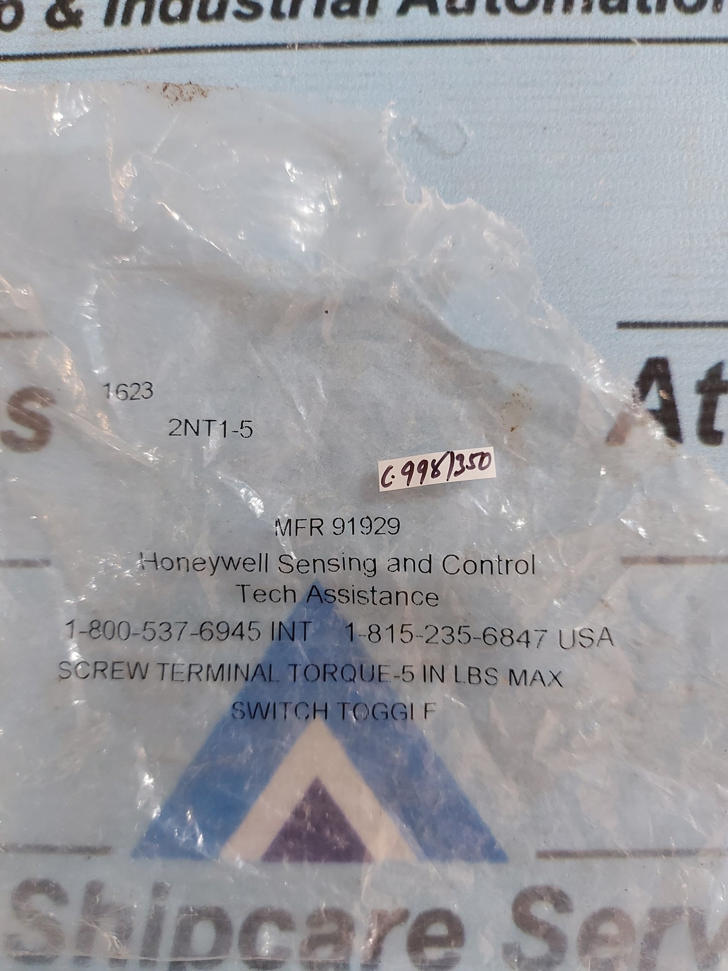 HONEYWELL MFR 91929 TOGGLE SWITCH SCREW TERMINAL TORQUE 2NT1-5