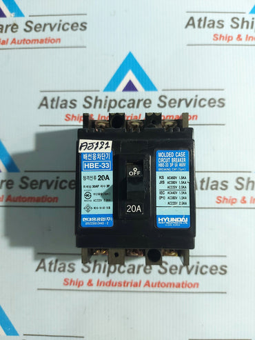 HYUNDAI HBE-33 MOLDED CASE CIRCUIT BREAKER 20A 3P 460V