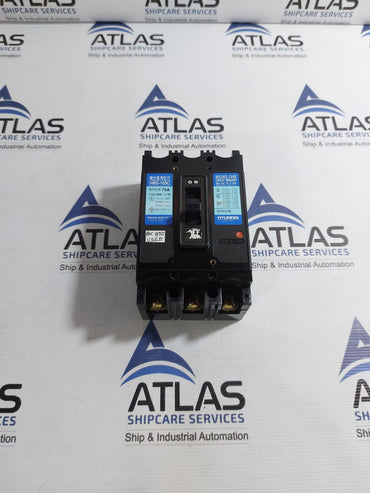 HYUNDAI HBS-103C MOLDED CASE CIRCUIT BREAKER 3 POLE 75A