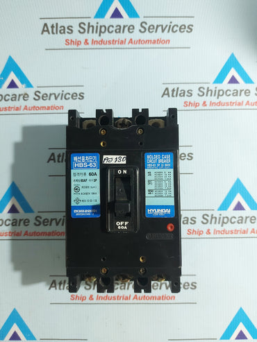 HYUNDAI HBS-63 3P MOLDED CASE CIRCUIT BREAKER 60A 660V