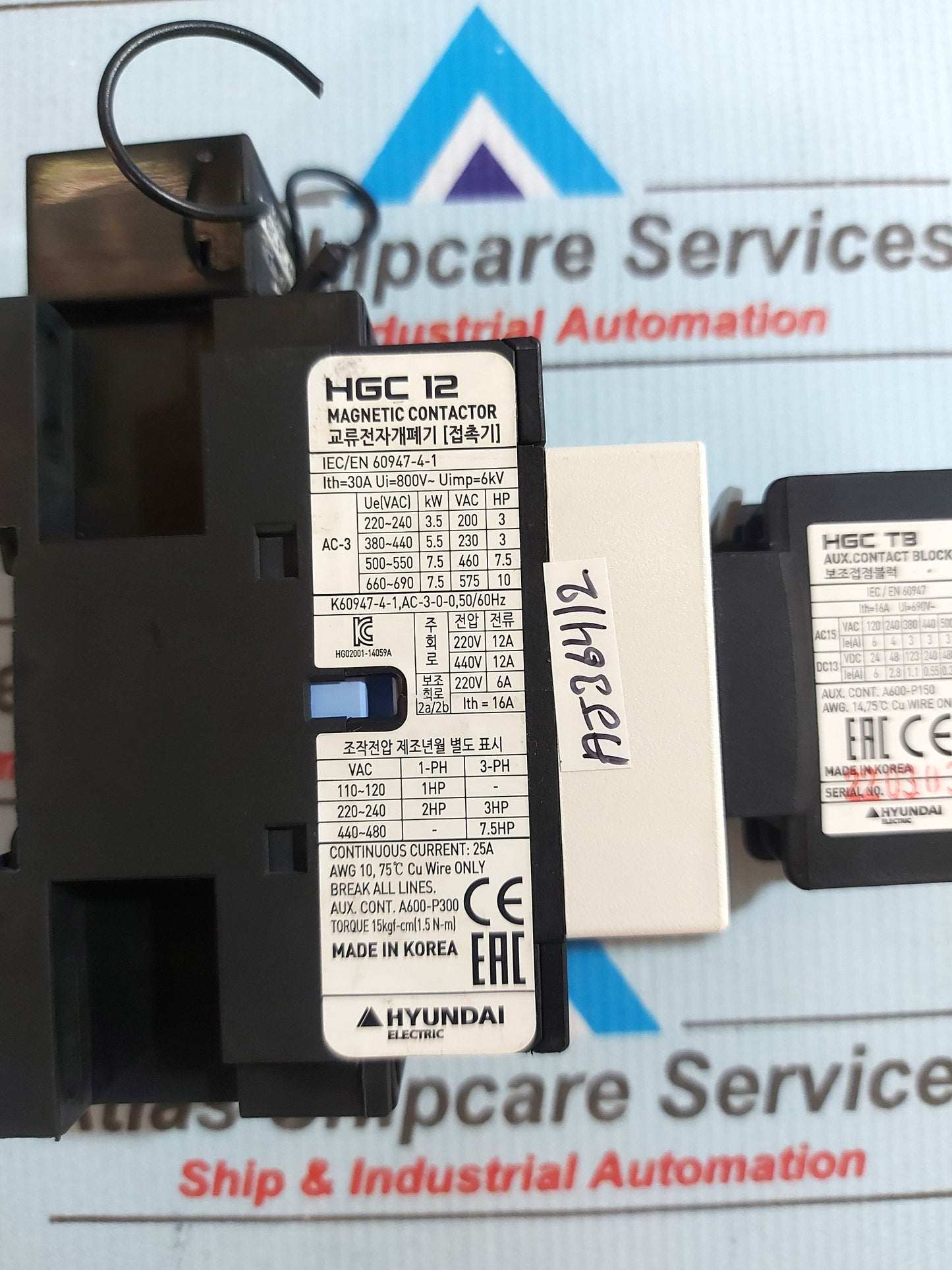 HYUNDAI HGC 12 MAGNETIC CONTACTOR WITH HGC TB 11 AUX.CONTACT BLOCK