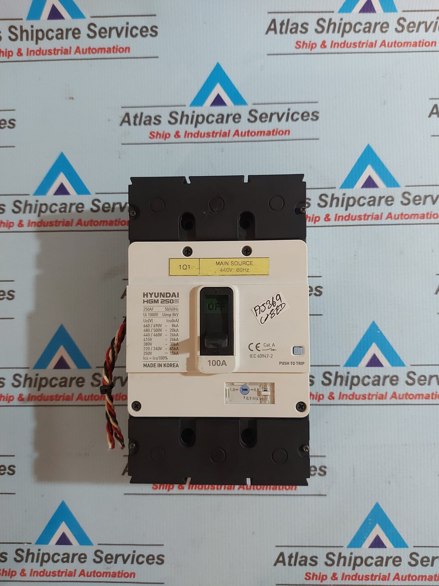 HYUNDAI HGM 250S MOLDED CASE CIRCUIT BREAKER 250AF 3P 100A