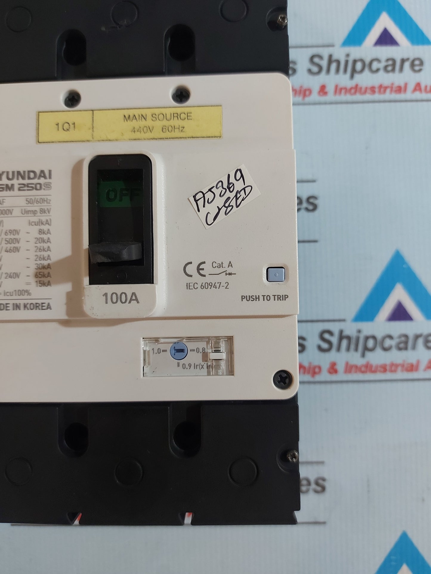 HYUNDAI HGM 250S MOLDED CASE CIRCUIT BREAKER 250AF 3P 100A