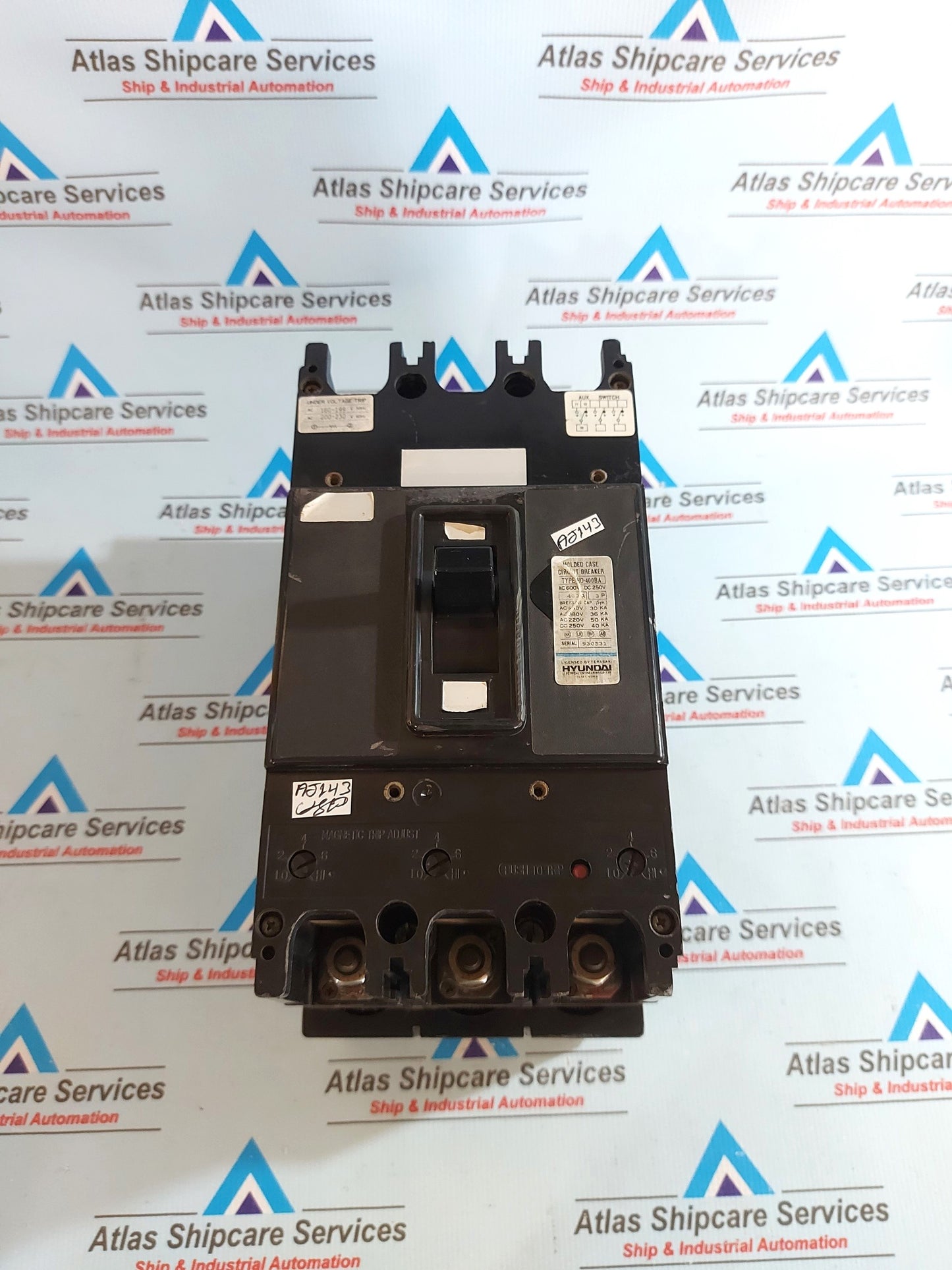 HYUNDAI HO-400BA MOLDED CASE CIRCUIT BREAKER 400A 3POLE