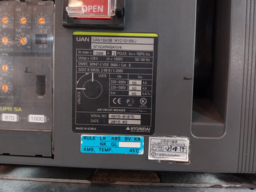 HYUNDAI UAN16A3B M1C1S168J AUTOMATIC CIRCUIT BREAKER 3 POLE 1600A