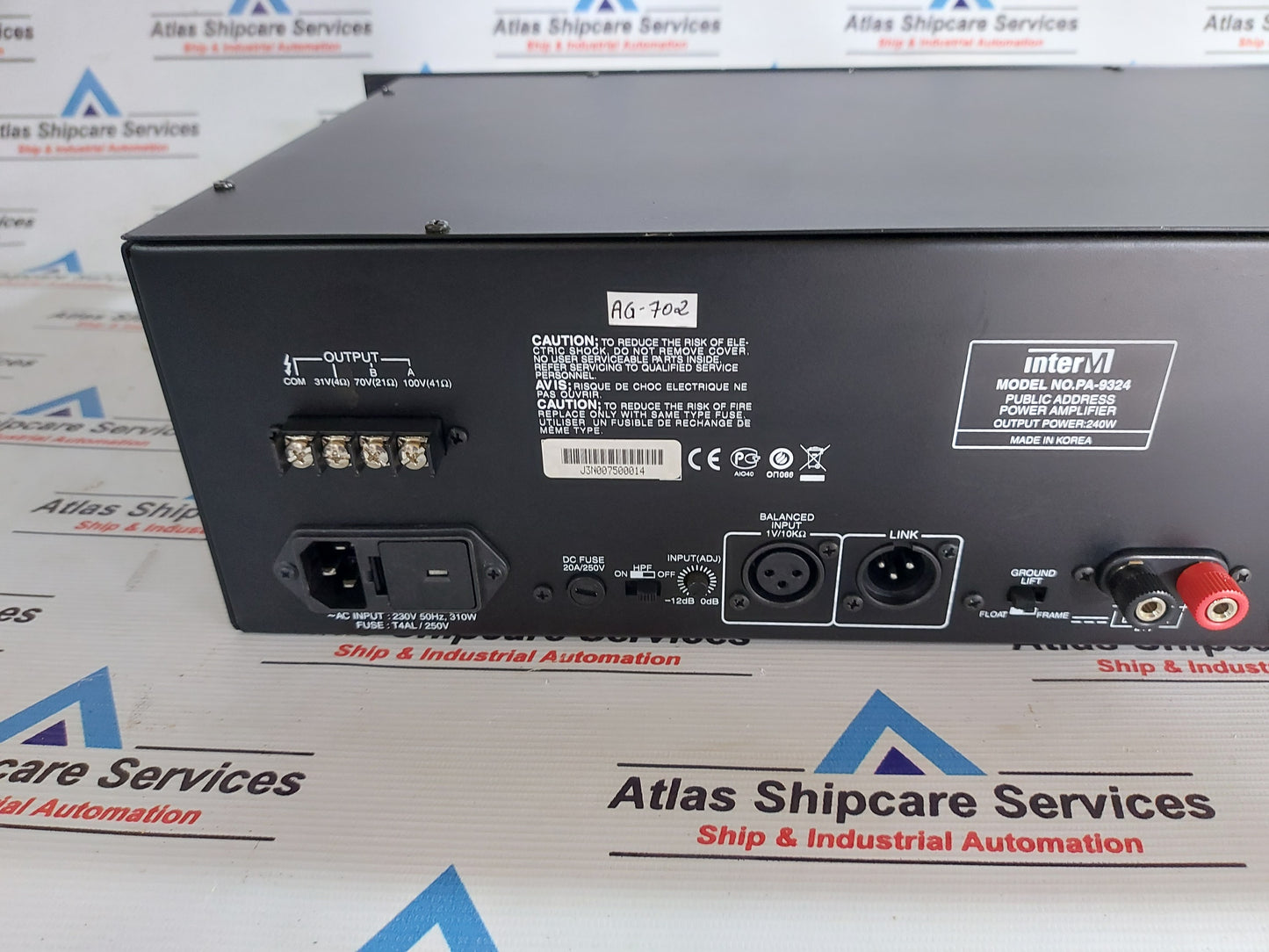 INTERM PA-9324 PUBLIC ADDRESS POWER AMPLIFIER AG702