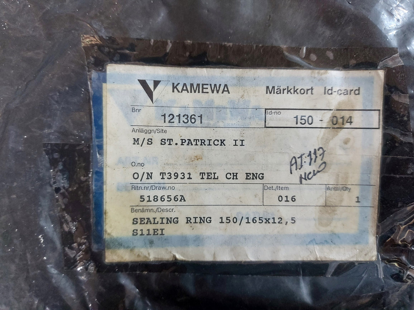 KAMEWA 150-014 SEALING RING 150/165x12,5 S11EI