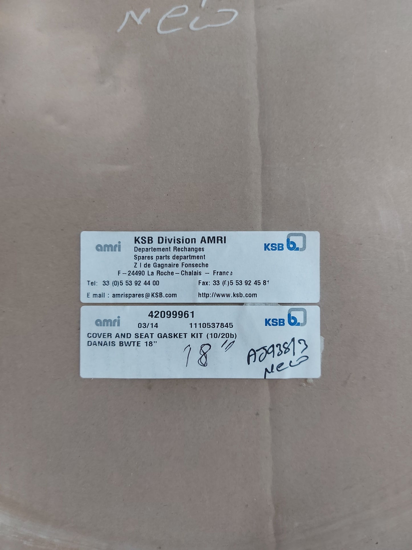 KSB AMRI 42099961 COVER AND SEAT GASKET KIT (10/20b)