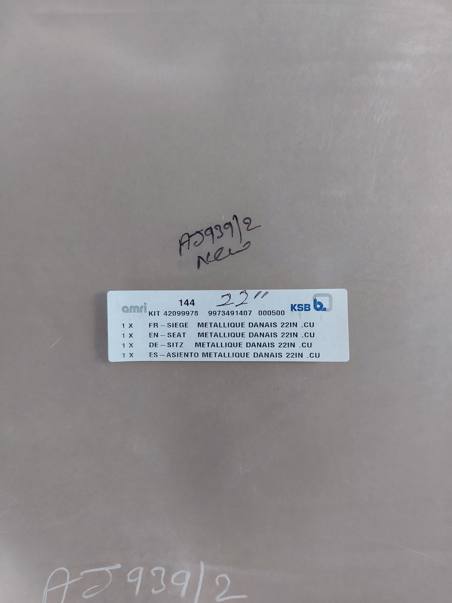 KSB AMRI 42099978 SEAT GASKET KIT DANAIS FLANGE 22" (10/20b)