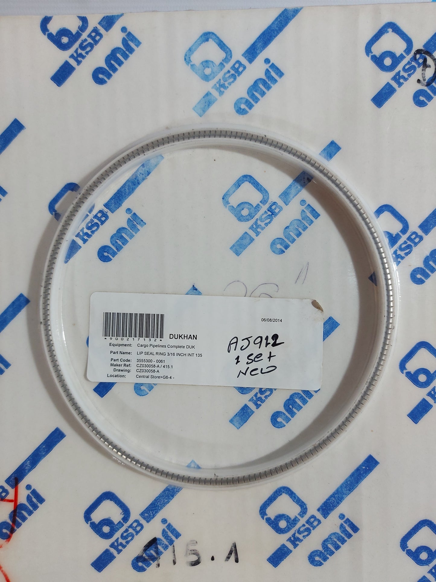 KSB AMRI LIP SEAL RING 3/16 INCH INT 135