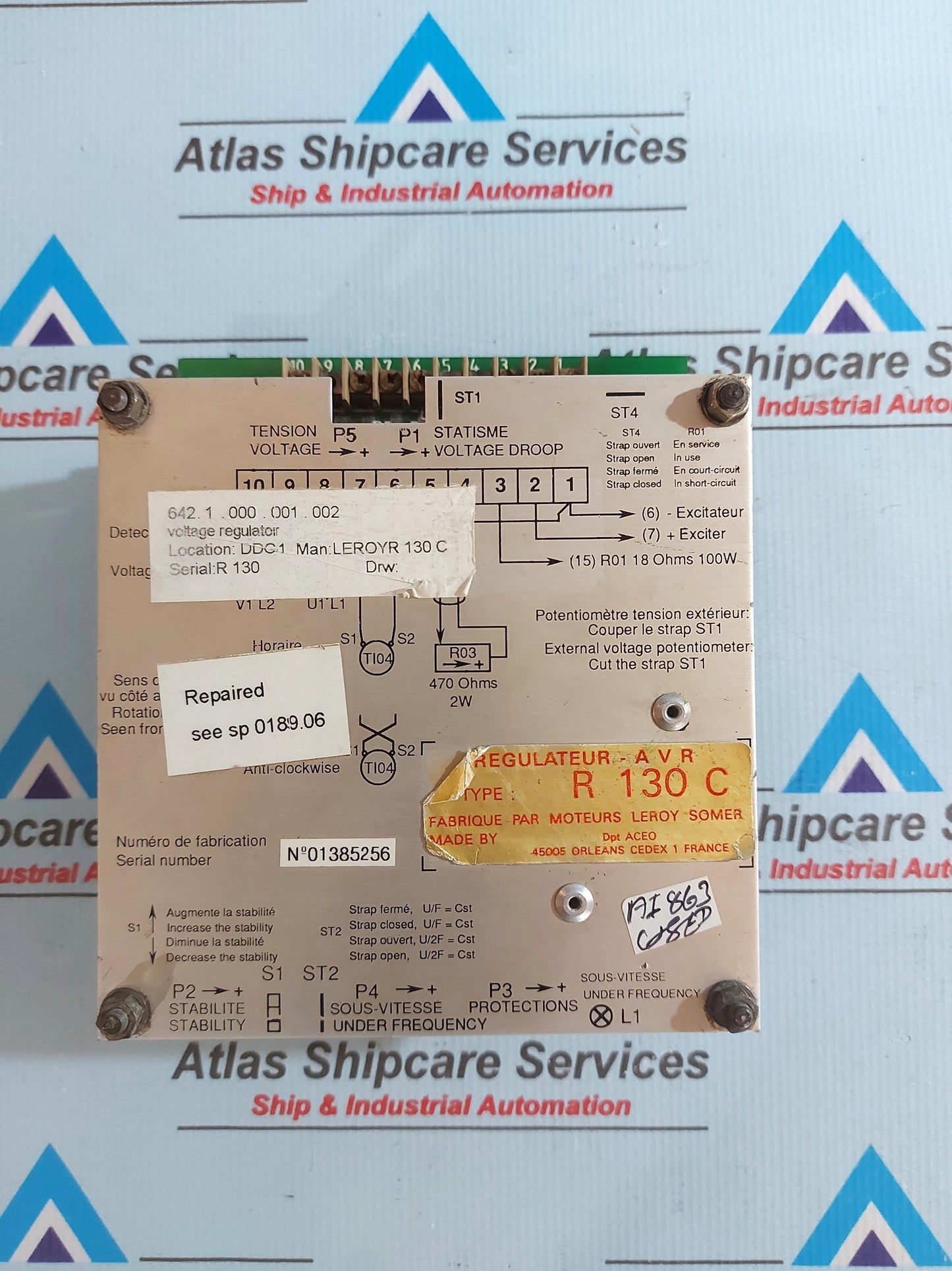 LEROY SOMER AVR R 130 C AUTOMATIC VOLTAGE REGULATOR