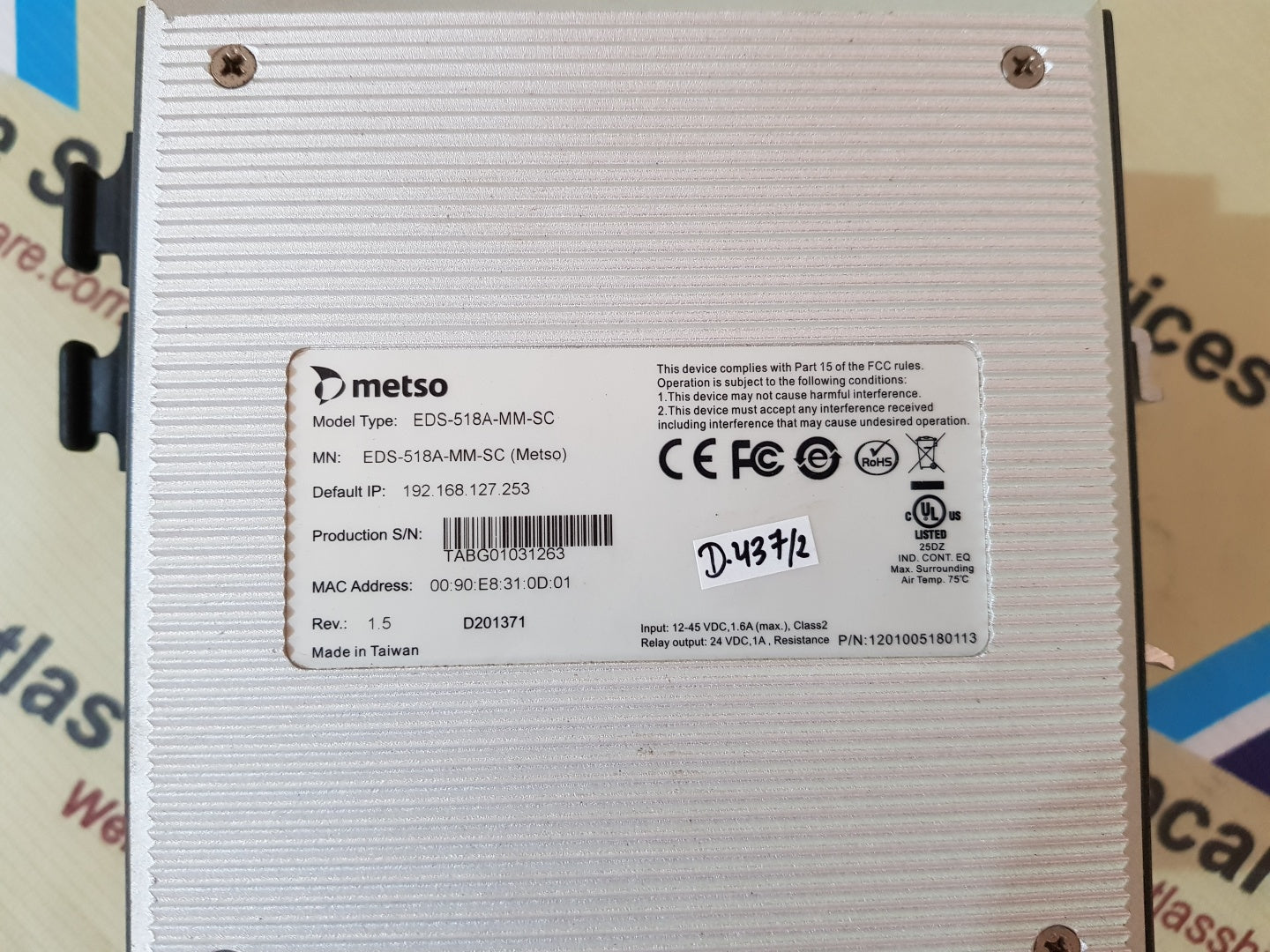 METSO EDS-518A-MM-SC ETHERNET SWITCH