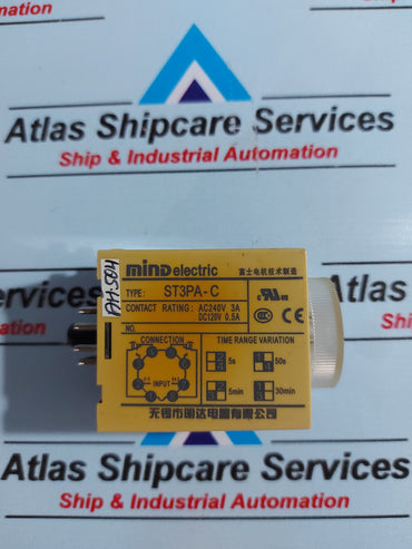 MIND ELECTRIC ST3PA-C TIME RELAY AC240V 3A 0 - 50 Sec
