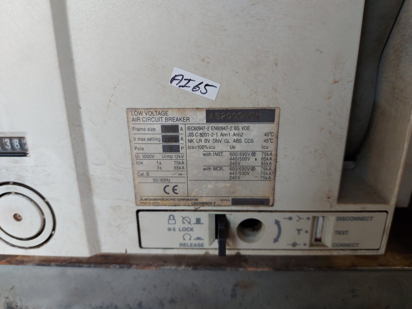 MITSUBISHI AE2000-SW LOW VOLTAGE AIR CIRCUIT BREAKER