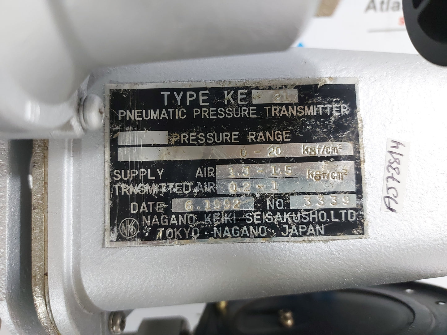 NAGANO KEIKI KE 21 PNEUMATIC PRESSURE TRANSMITTER 0-20 Kgf/Cm2