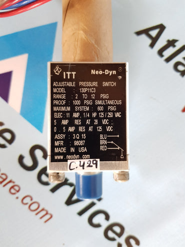 NEO-DYN 130P11C3 ADJUSTABLE PRESSURE SWITCH