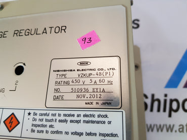 NISHISHIBA  VZKUP-4B P1 AUTOMATIC VOLTAGE REGULATOR