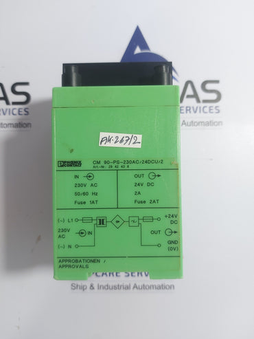 PHOENIX CONTACT CM 90-PS-230AC/24DCU/2 POWER SUPPLY 230VAC