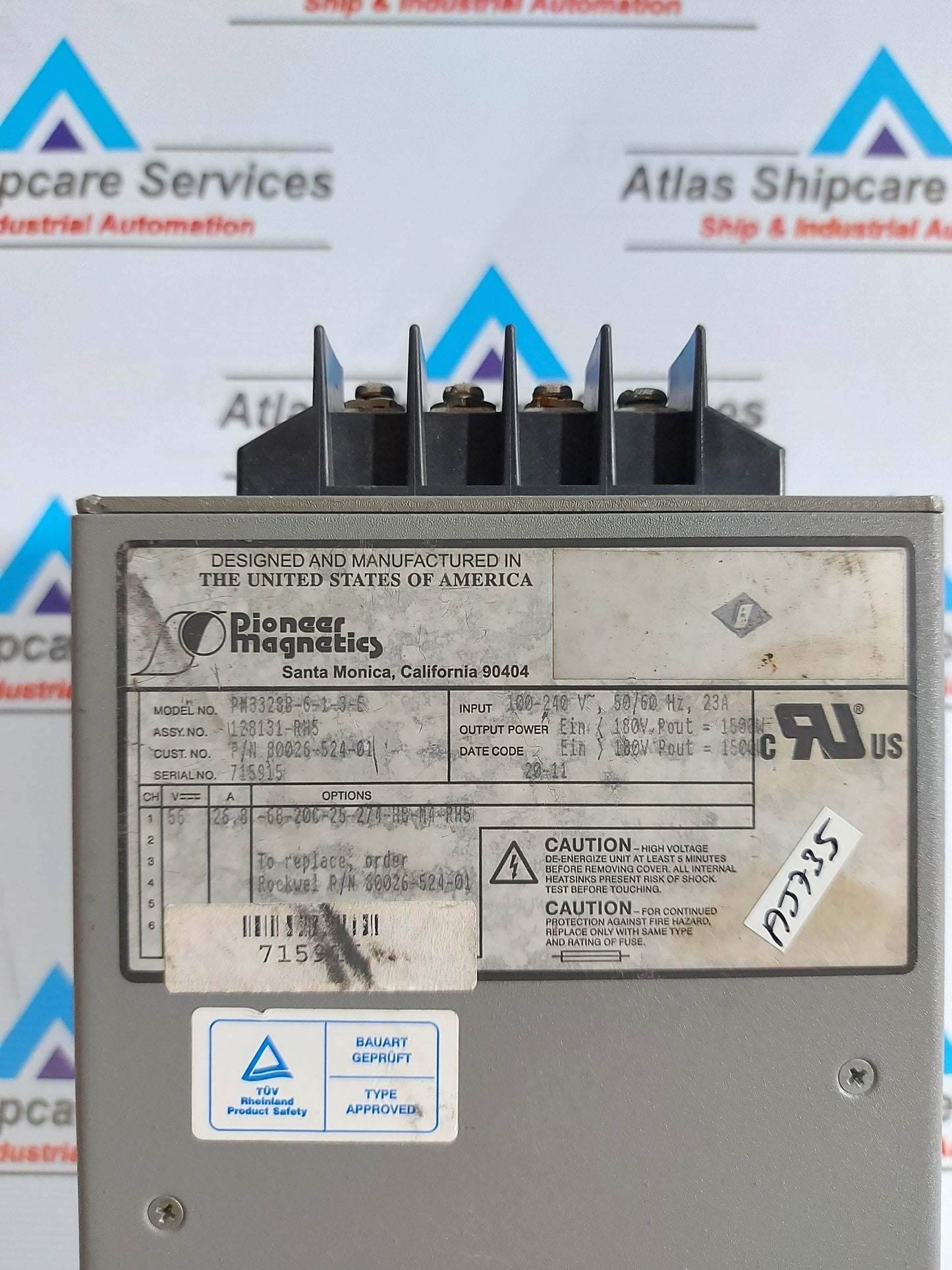 PIONEER MAGNETICS PM33288-6-1-3-E 80026-524-01 POWER SUPPLY
