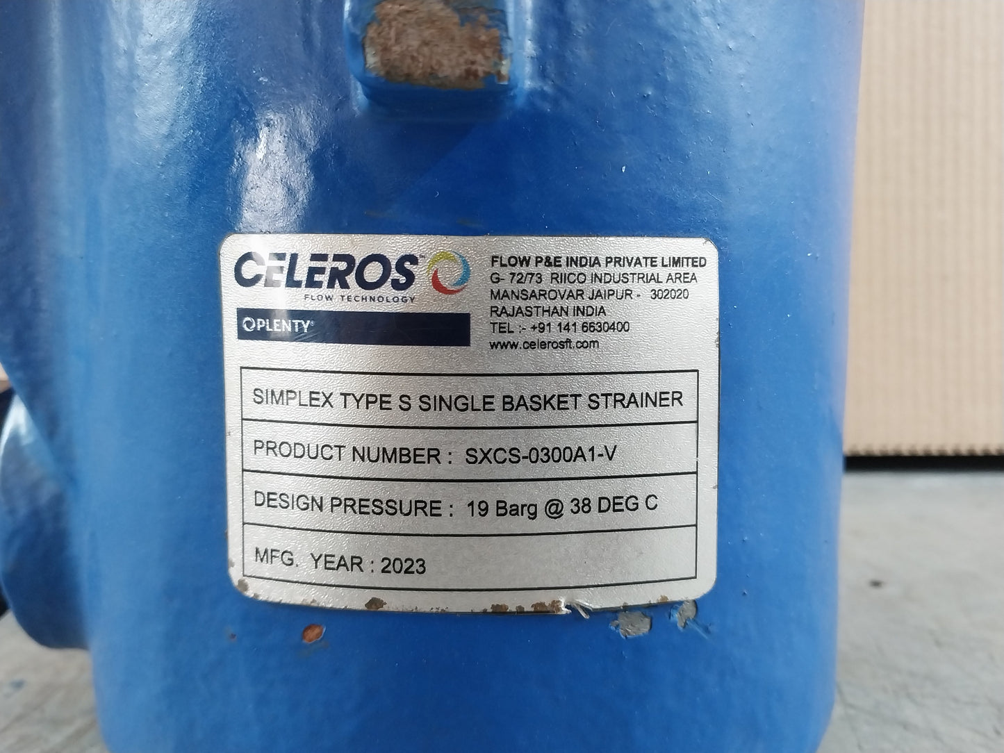 PLENTY SIMPLEX BASKET STRAINER 19 Barg @ 38'C