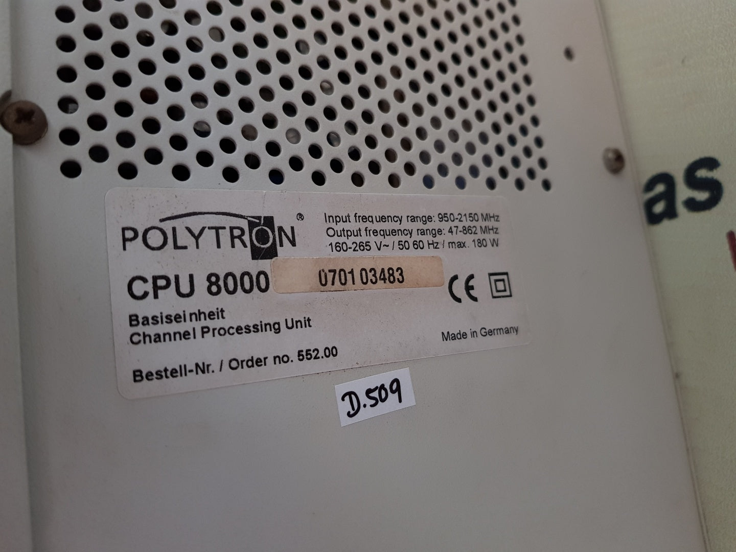 POLYTRON POLYMASTER CPU 8000 CHANNEL PROCESSING UNIT