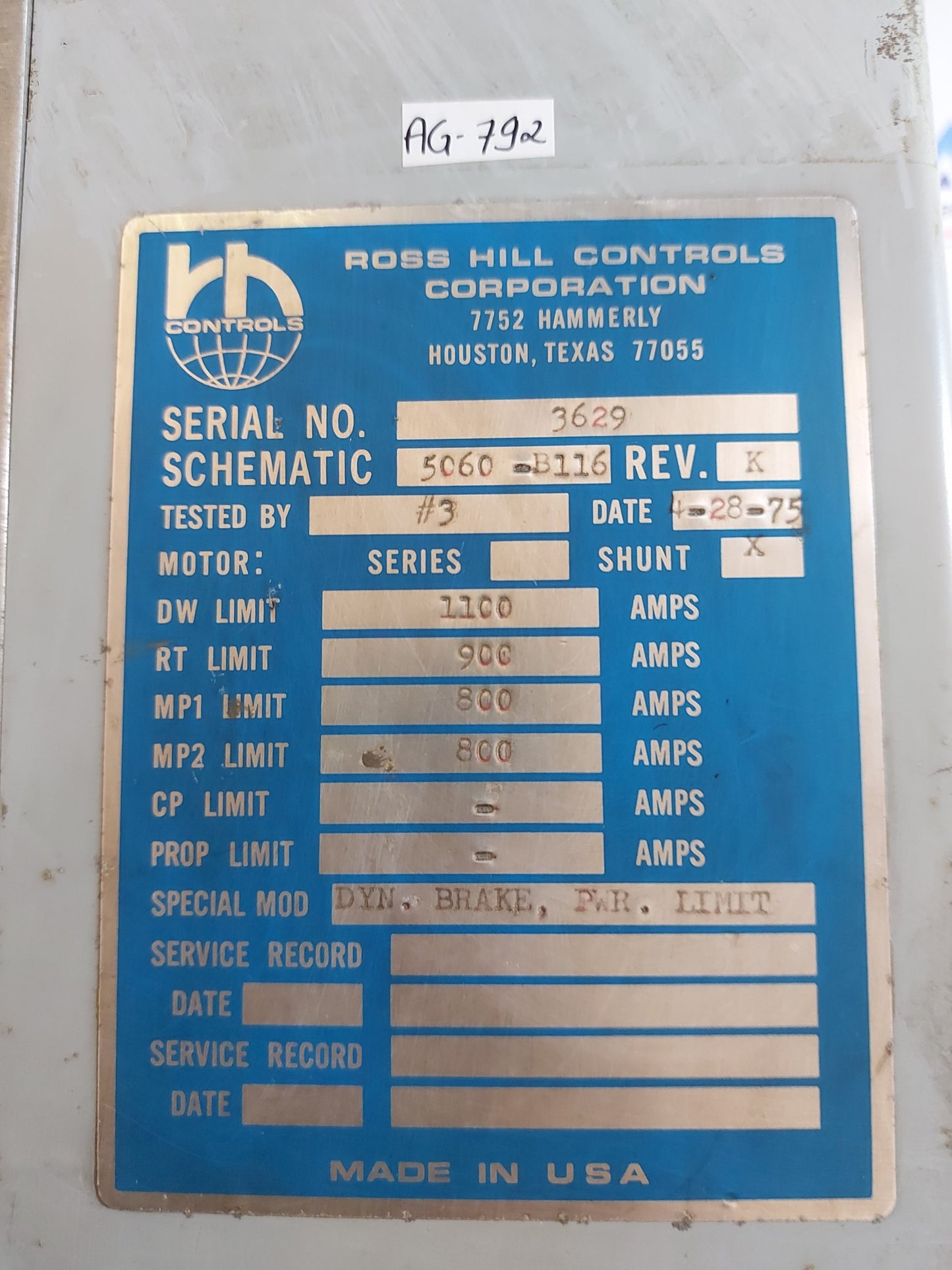 ROSS HILL 5060 B116 DC CONTROL MODULE