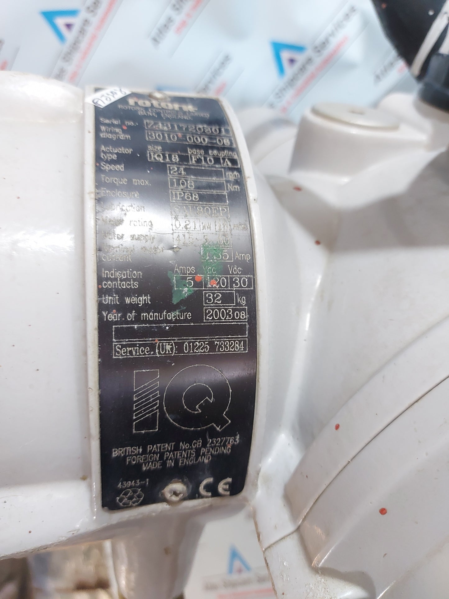 ROTORK IQ18 F10 A ACTUATOR WITH STANDARD HANDWHEEL